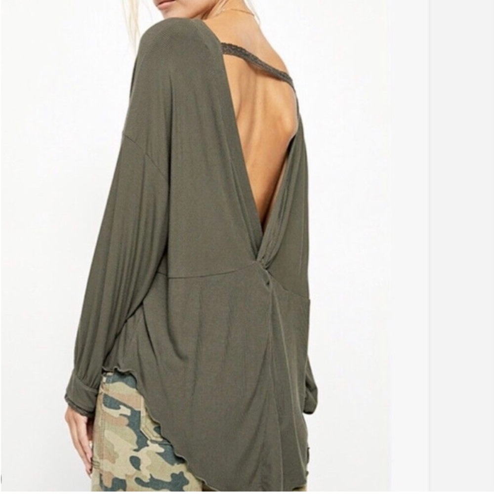Free People Olive Long Sleeve Tee
